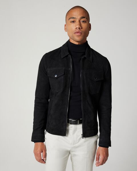 Suede Zip Through Trucker Jacket